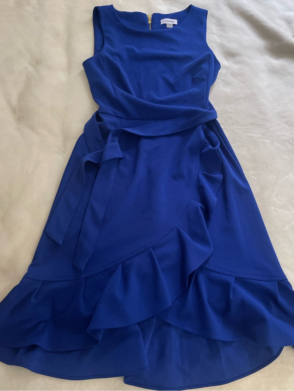 Calvin Klein- Royal Blue Sleeveless Ruffle Waisted Dress